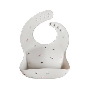 Mushie Silicone Bib - Grey Safari